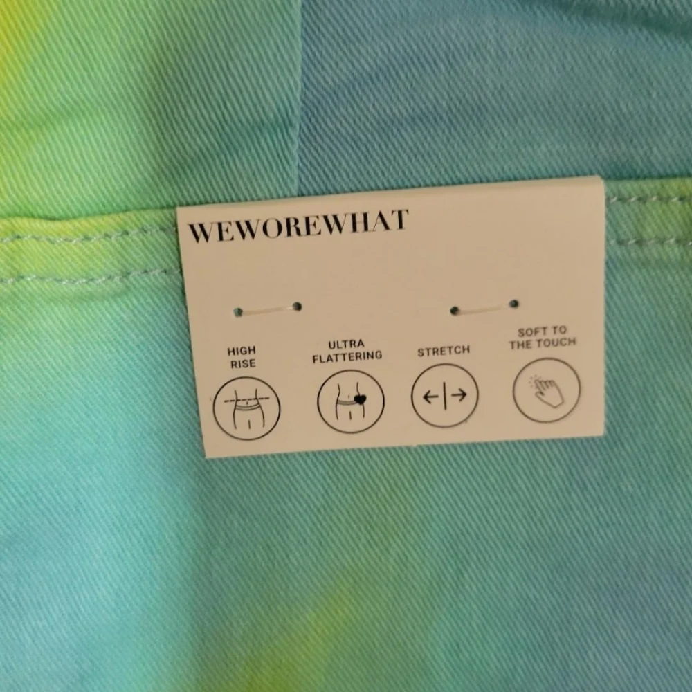 WEWOREWHAT  Blue & Green Tie Dye Women's Cut Off Denim Shorts Size 27/28